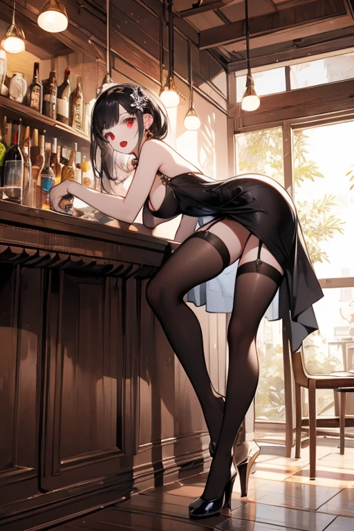 (from below:1.2),(from side:0.9), ((Face)), (Close-Up:0.4), (A masterpiece of image quality in 8K),(Beautiful Allafed Woman),(((emphasizing breasts:1.3))),(Dynamic angles),(Dynamic and sexy bending pose:1.3),(sit a chair:1.3),(Short hair in shiny silver and orange inner colors,large full breasts,Disturbance of clothing due to movement,breast slip,(Ponytail twisted buns adorned with elaborate braids and beads,Braided Setup Fishbone Hair:1.2),(see-through bangs),small breasts,(((A brown lace apron that shows your bare skin from under your small breasts.......)))、Blush with embarrassment、Enraptured eyes、 open mouth,A smile that beguiles the viewer、(Look back:1.7)、Look into the photographer,skin glistening with sweat,gazing at viewer,,(Professional Lighting),(masutepiece,top-quality,Ultra-high resolution output image,),(Ultra HD with complex detail image modes),depth of fields,Beautiful hands,Beautiful fingers,Detailed finger features,(Detailed hair features:1.7),detailed facial features,detailed clothes features,
