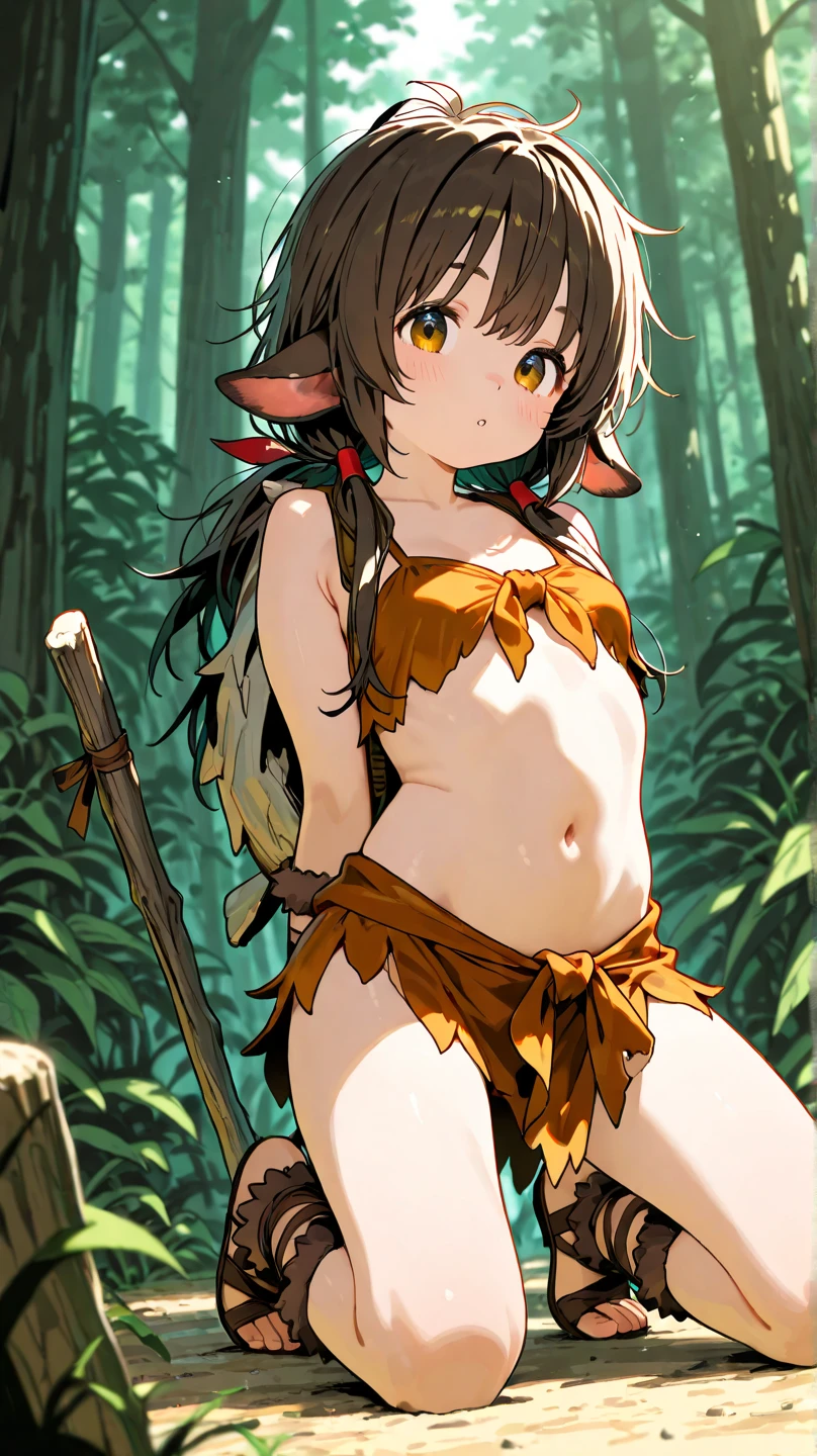 Megumin,1 woman,on,small breasts,conjunctivitis,Long side block,brown hair,short hair,นั่งon,to destroy (The best quality masterpiece,perfect anatomy,perfect hand,protruding limbs,Highly detailed),(Nude:1.5)