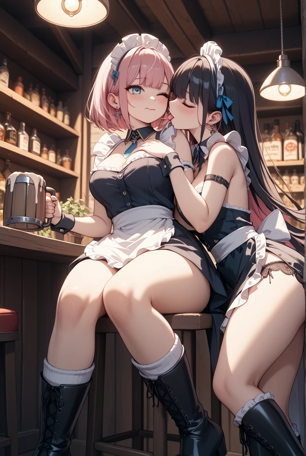 Women having fun at the brewery2a person、obscenity:1,2、Metamorphosis:1,2、Lesbian Mika:1,2、Grabbing each other's buttocks、tongue、the kiss、red blush、,tre anatomically correct