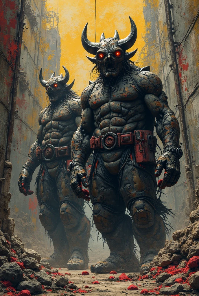 Beautiful monsters in the colorful fog