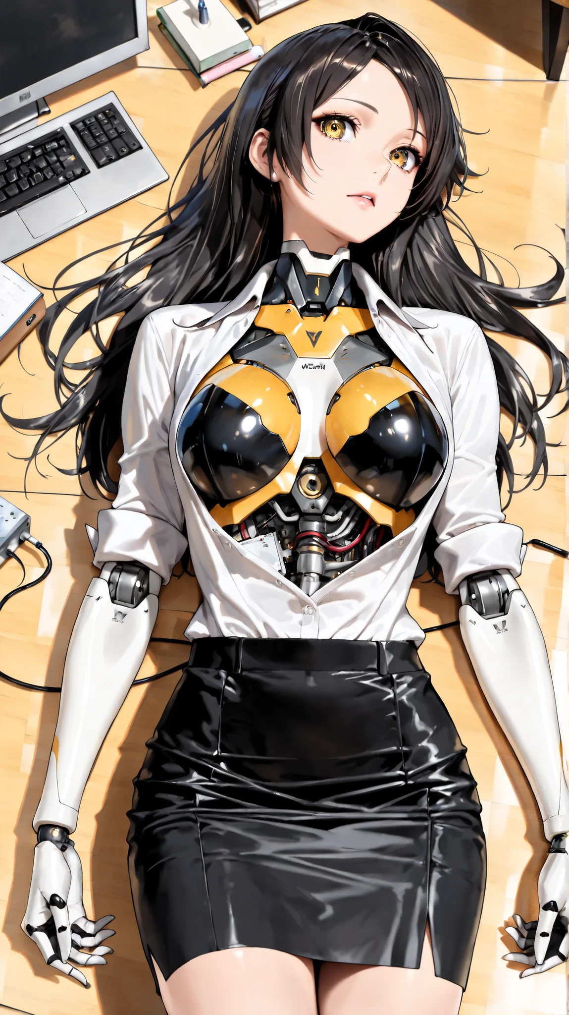 (((best final quality))), (((long black hair with straight bangs))), (((koreanDollLikeness))), devilish smile, (((standing alone:1.2))),(((1 girl:1.2))),((((beautiful perfect woman)))),(((perfectbody detalhado, perfect finger detailed))),((((((final film poster)))))),(((to burst, close up))),((((detailed complicated machine)))),(((((mechanical genius))))),(((American comics))),(((extreme highlights))),(((extremely colorful, primary colours))),neckleace, super beautiful lady,(((Typography))),text, (Unbeatable masterpiece), (hiper HD),(CG 8k hyper-realistic), (((brave face))), (((breasts big))), (((hyper feminine))), (((musclegirl))), sexly girl, king of fighter,(straight hair with thin braids)), ((( sculptural body ))), (((1 girl))), garota de 25 anos com perfectbody,,Beautiful and well-groomed face,muscular body:1.2,solid color detailed jacket, (Head to thigh photos), Complex equipment, (((standing alone))), pirralha violent, (((14歳))), sexly, pose de atitude, work of art, post-apocalypse, (((manga style))), bounty hunter, violent, Manic, the way you want, slenderbody, thin but strong, perfectbody, roupa moderna, advanced technology, neon, sleeves with vertical striped pattern, intricate background, (( cowboy shot )). intricate visual