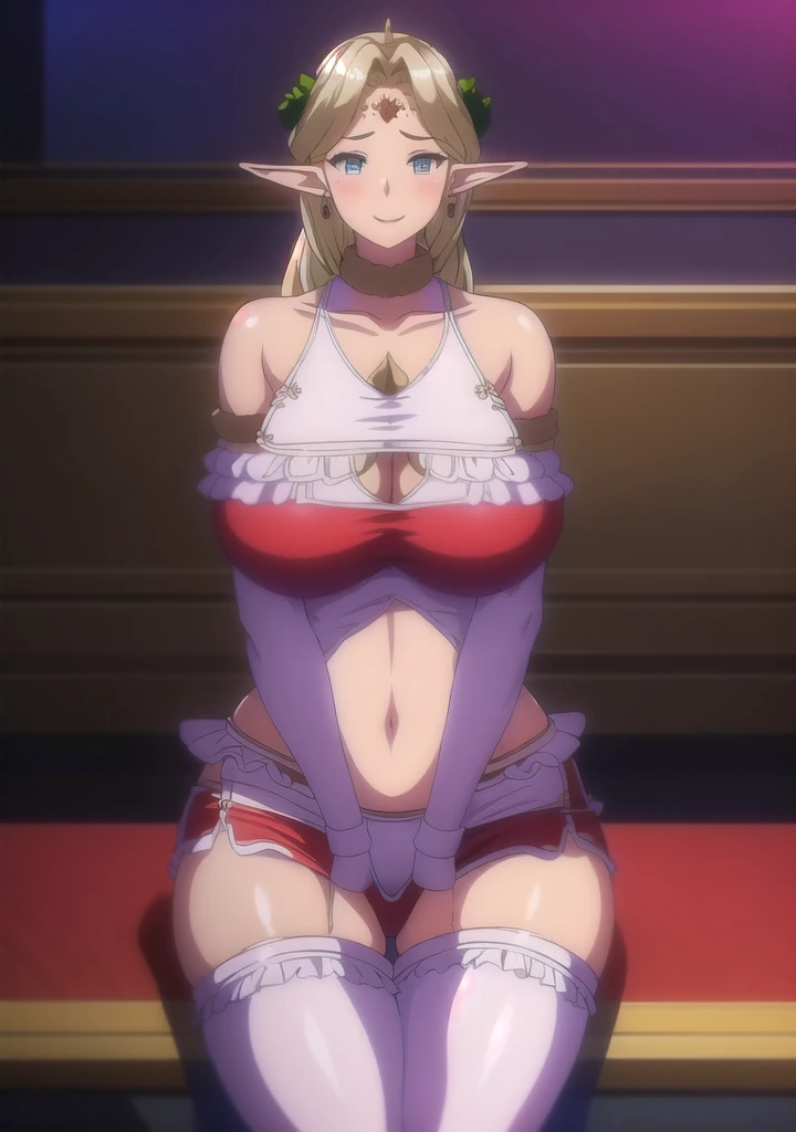 masterpiece, best quality, hentai ropebondage , red rope , (mature female:1.6), (large breasts:1.3),
bdsm, crotch rope, scream, blush, tears,bound legs,breast bondage, bound arms , hand up, ahegao, spread legs, ,solo,elf, white hair, grey hair,collarbone,ngs,pointy ears,long hair,ponytail,green eyes,twintails,parted bangs,thick eyebrows,