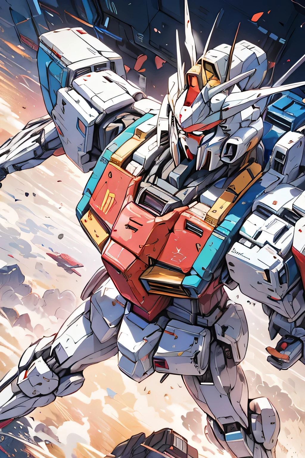 RX-78, Gundam, beam rifle, masterpiece, amazing, dynamic production, extremely detailed, extremely beautiful and fain design extremely beautiful and fain colors, high resolution, Cinematic style, illustration,sci-fi, HD, anime, 8k active, premium detailed, premium performance, G01,