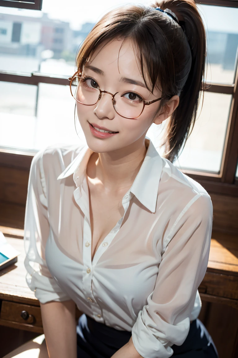 masterpiece, highest quality, High resolution, Highly detailed photos, Professional Lighting,
Woman posing for a photo, Real young gravure idol, she is about 20 years old, White blouse, Stream on Twitch, beautiful大人の図書館の妖精, Go-go dancer, Liked, Large collar, beautiful, at the library, Ein Hague, とてもcute, cute， masterpiece， highest quality， RAW Photos， Realistically， face， Incredibly ridiculous resolution， beautiful女の子， Depth of written boundary， A High resolution， Super detailed， Fine details， Very detailed， 非常に詳細な目とface， Sharp pupils， Realistic students， Get into sharp focus， Cinema Lighting、(open clothes、cleavage、see-through、sheer)、(short twintails、fingersmile)、Round Glasses、freckles、Small breasts