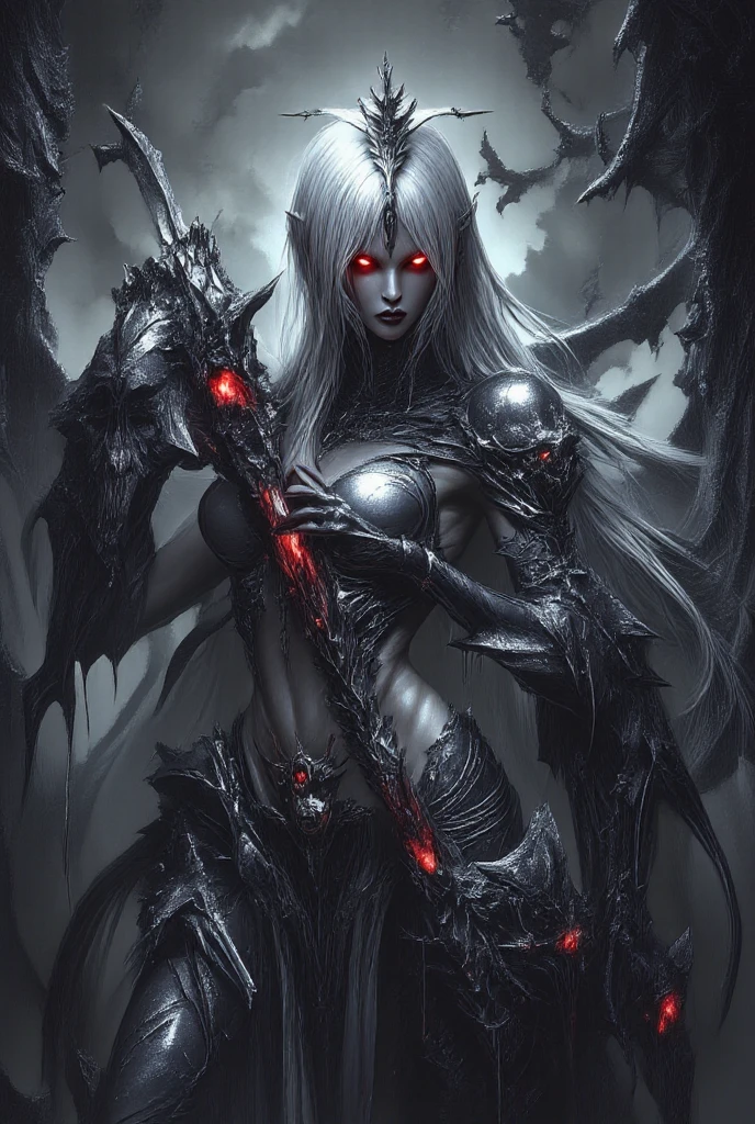 there is a woman with a dragon wings standing in a ruined area, diablo 4 lilith, succubus | medieval, diablo 4 queen, villainess has black angel wings, dark fantasy style, angel knight gothic girl, beautiful female knight, 4k fantasy art, in style of dark fantasy art, dark fantasy style art, beautiful succubus, succubus