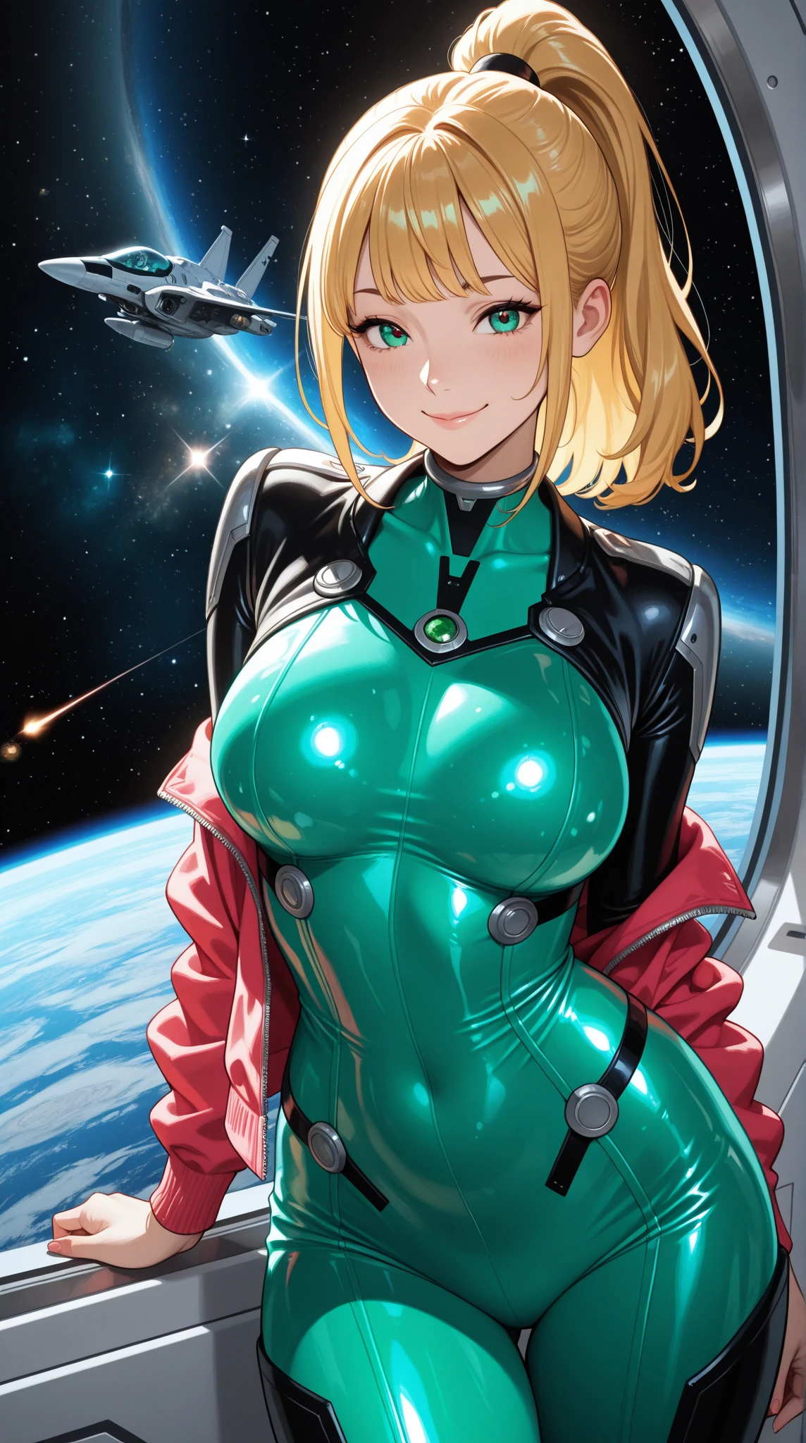 (masterpiece:1.2, Highest quality,High resolution,Very detailed),8k,wallpaper,(Beautiful alien woman floating in space),((Green Skin)),(Very long tentacle hairs),Space Tech Suit,Milky Way,milky way,(Cute smile),(sexy),(Voluptuous),(((Hand,detailed,perfect,perfection,hands))),(dynamic)