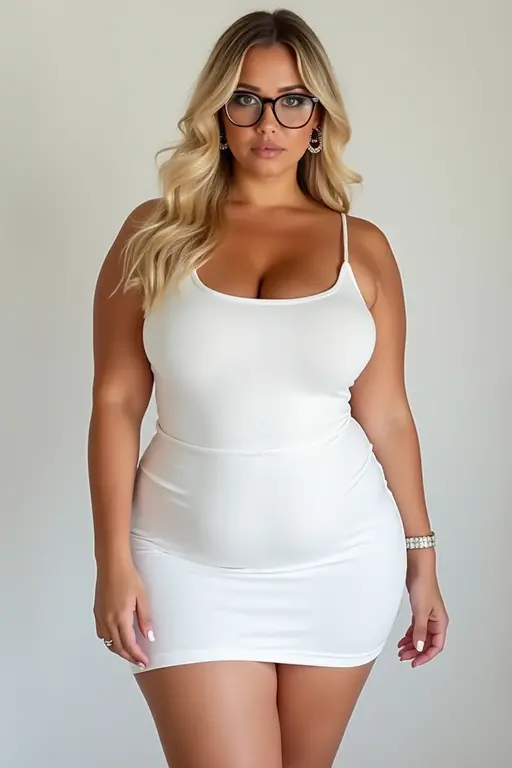 Picture of Ashley Zoey, Gorgeous 28 year old young blonde girl wearingnothing, with extremely large breasts, very slim shape but big butt, wearing clear high heels, golden necklace and golden bracelets, standing position. Thicker legs and thicker thighs, TALL
