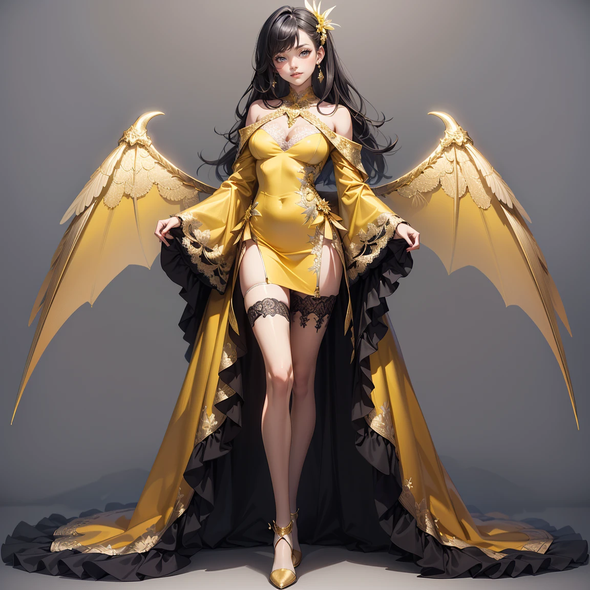 arafed girl in a 紫粉色 and gold outfit with wings,  8 k artgerm bokeh, by ruan jia and stanley artgerm, ruan jia and artgerm, young wan angel, artgerm and ruan jia, cinematic goddess body shot, ig model | artgerm, wlop and artgerm(masterpiece, best quality:1.2), 1girl, solo((Girl with cat))