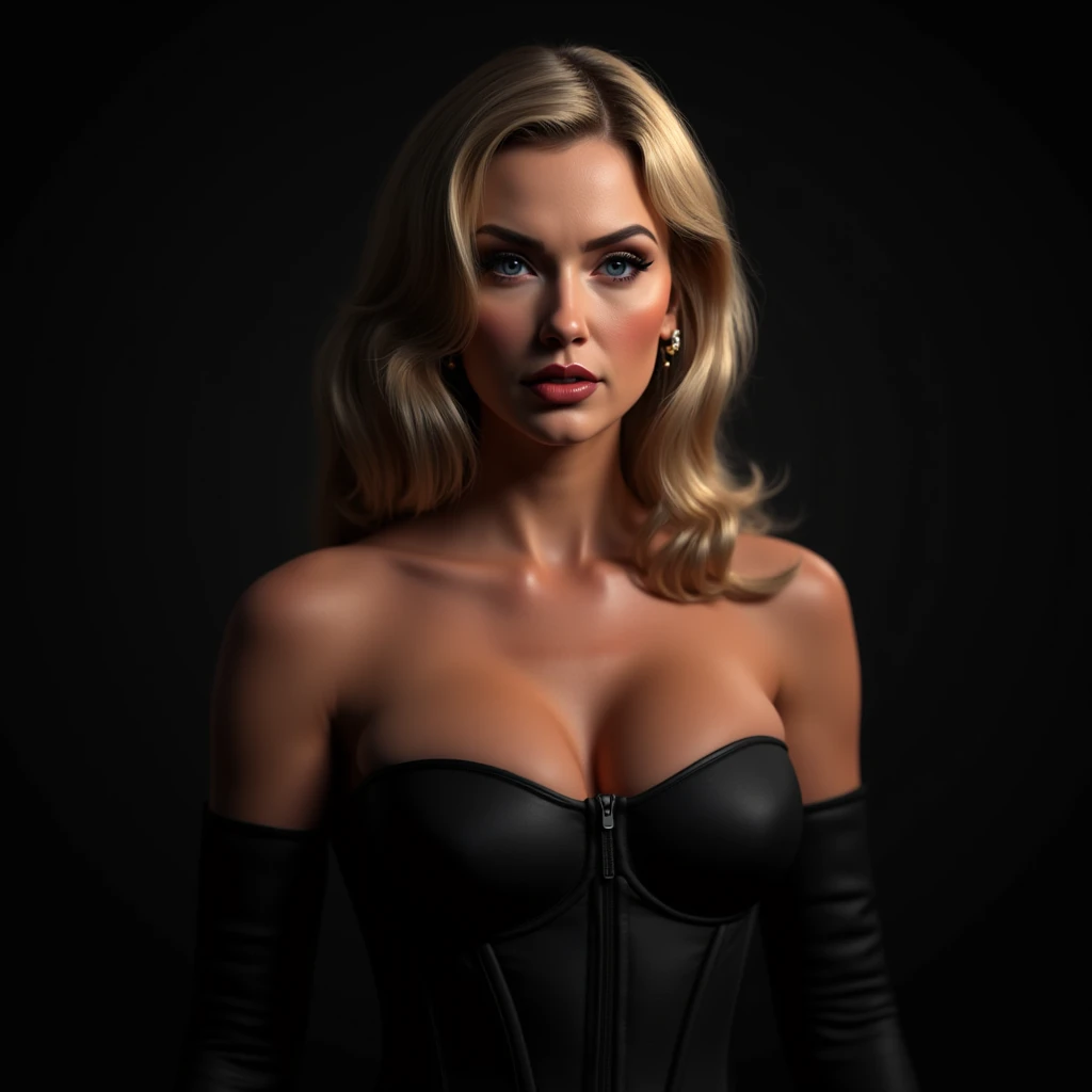 a beautiful young woman with long blonde hair, hazel eyes, full lips, and an hourglass figure wearing a scandalous black dress that barely covers her, in a seductive and playful pose, in a dark, moody dungeon setting, high quality, photorealistic, masterpiece, (Taylor Swift (age 25) extra large breasts and hips, hourglass figure), (Elvira (Scandalous black dress barely covering her (SFW)), sultry, playful, evil dungeon), cinematic lighting, dramatic colors, chiaroscuro, dramatic shadows, atmospheric, intricate details, (best quality,4k,8k,highres,masterpiece:1.2),ultra-detailed,(realistic,photorealistic,photo-realistic:1.37)
