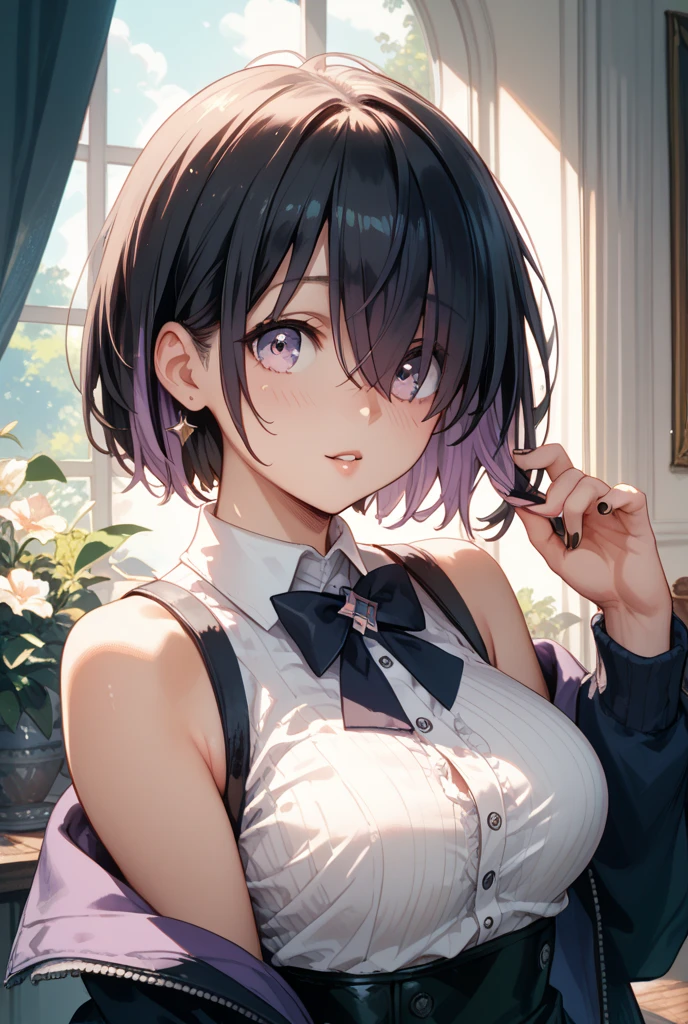 on the train、Black bob hair、hairpin、high school girl、Ahegao、Drooling profusely、Large Breasts、、Soft Breasts、、((The man behind me vigorously massages my breasts.:1.2))、Saggy breasts、((Grab me)),Pale pink nipples、Semen splashes on girl、Multiple penises