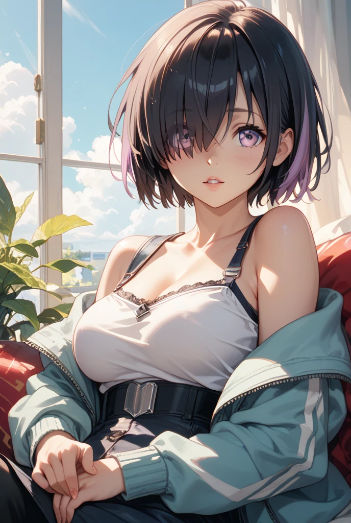 yukinoshita yukino, (long hair, black hair:1.6), blue eyes, heavy breathing, breasts, navel, jewelry, see-through, 1girl, wet_clothes, necklace, wet, large_breasts, tree, day, cleavage, nature, lips, outdoors, solo, shirt, skirt, bracelet, collarbone, grass, green_skirt, bare_shoulders, sitting, wet_shirt, looking_at_viewer, parted_lips, dutch_angle, thighs, bikini, glow effects, godrays, Hand drawn, render, 8k, octane render, cinema 4d, blender, dark, atmospheric 4k ultra detailed, cinematic, Sharp focus, big depth of field, Masterpiece, colors, 3d octane render, 4k, concept art, trending on artstation, hyperrealistic, Vivid colors, extremely detailed CG unity 8k wallpaper, trending on CGSociety, Intricate, High Detail, dramatic"", (anime coloring, anime screencap:1.4)