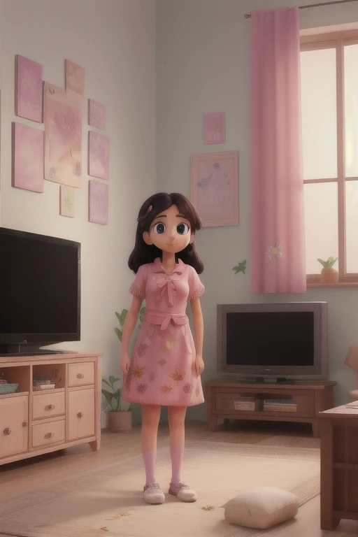 several figurines of a young girl playing star, walking in the garden with star, talking to star, in the room in bed with star, with Pixar and Ilya Kuvshinov, beautiful digital art, white background