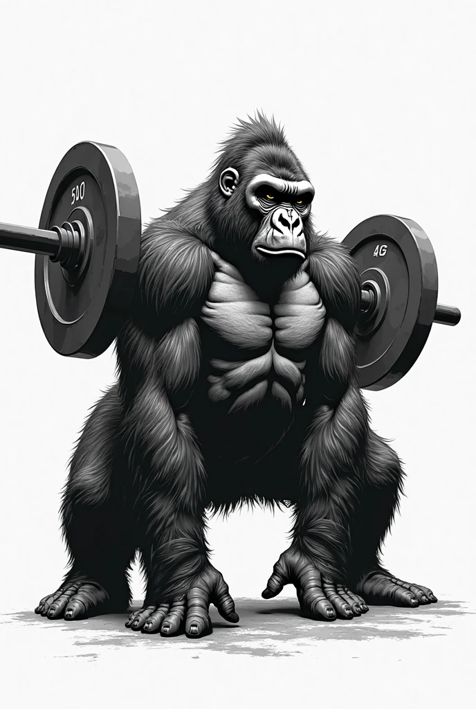 3D Animation、Gorilla squatting with a barbell on his shoulders