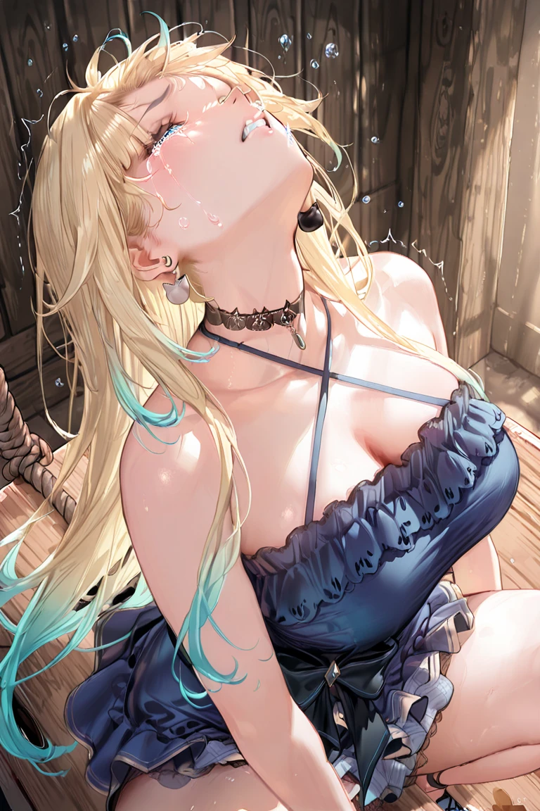 (masterpiece)、(Best image quality)、(Very detailed)、(Very detailed)、4K、(8K)、Best image quality、(beautiful), 1 Girl,Huge breasts、Thick thighs,Noise Reduction、Emphasis on the crotch、Breast Augmentation,(Black Pantyhose:1.2),The chest is exposed,(nsfw :1.3),(pubic hair:1.3),Sweating,(Bukkake:1.2),(Eyes are hearts:1.2),(Sex slave:1.3),White shirt,Black jacket,Black tight skirt