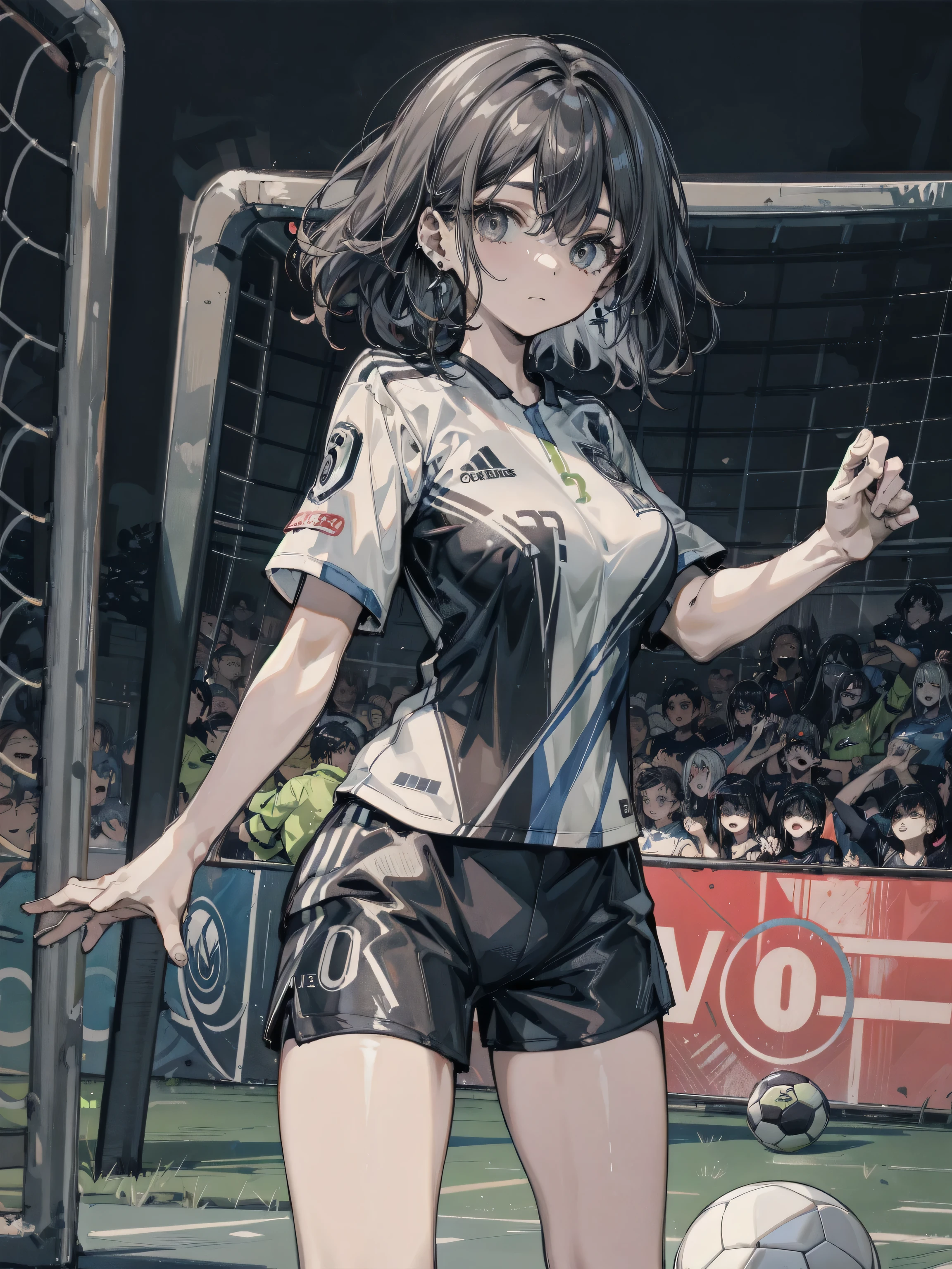 Highest quality、Black Hair、Iris、short hair、girl、cute、16 years old、、Small hair ornament、1 person、Tennis Wear、Panty shot、Award ceremony、Above the podium、Holding a big winning trophy、Happy expression、
