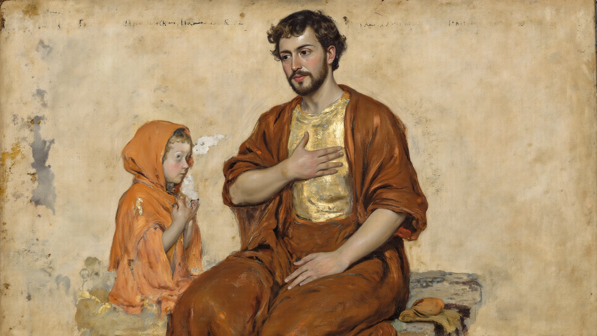 old man holding king david