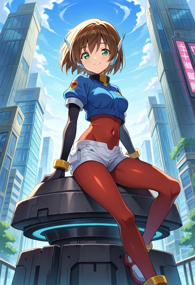 A Female robot is sleeping in the book, spread legs, nude, banzai pose. she wears no dress. She Brown short hair is tied with two big red clothespins, She lifts up the under hem of her white plain dress, leaning over, masterpiece, very short pigtails,brown hair, mature, android, blue eyes, full body figure, Height: 160cm, flushed cheeks, 2020s anime picture, A beautiful robot with short brown hair in two short pigtails held up by two very large huge red clothespins, Uplifting, No NSFW, whole body, barefoot, archaic smile, getting orgasm, 25 years old, sweat bucket.