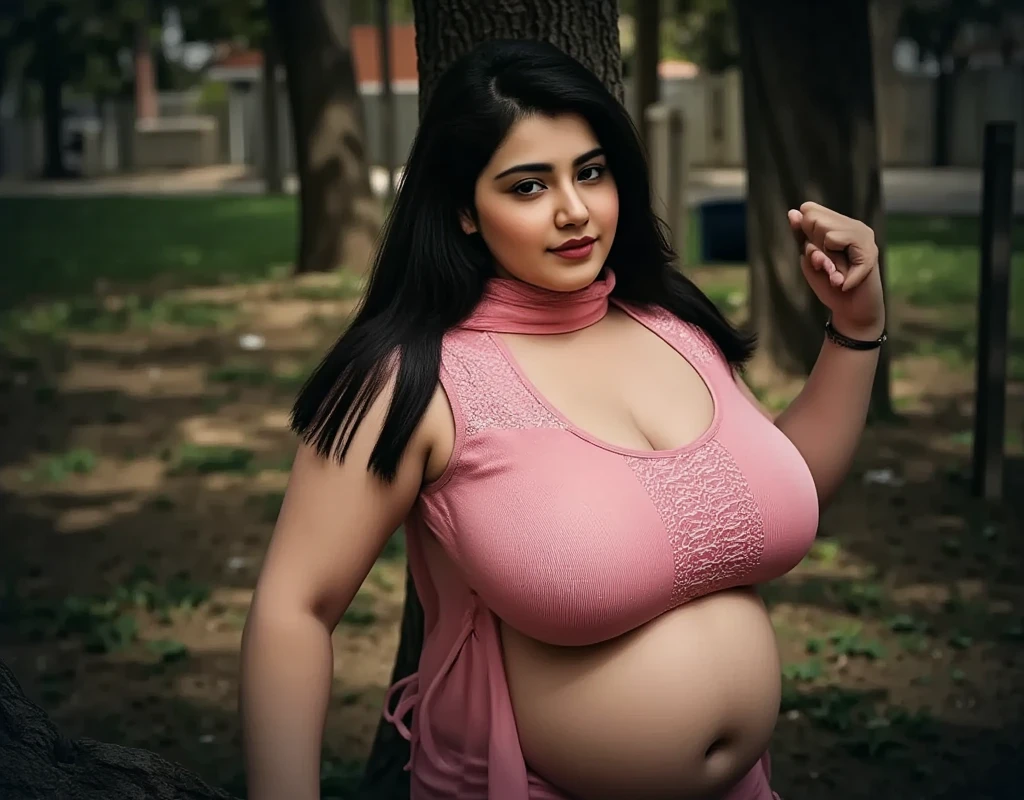 RAW, Best quality, high resolution, masterpiece: 1.3), beautiful Malay nudist woman, Masterpiece, double chin face, perfect fat body, extremely small sagging breasts, open breast, huge belly bloated, black chignon hair, open stand, Soft smile, thick thighs, woman sitting in the park , she is about 20 years old, pale white skin, arms up