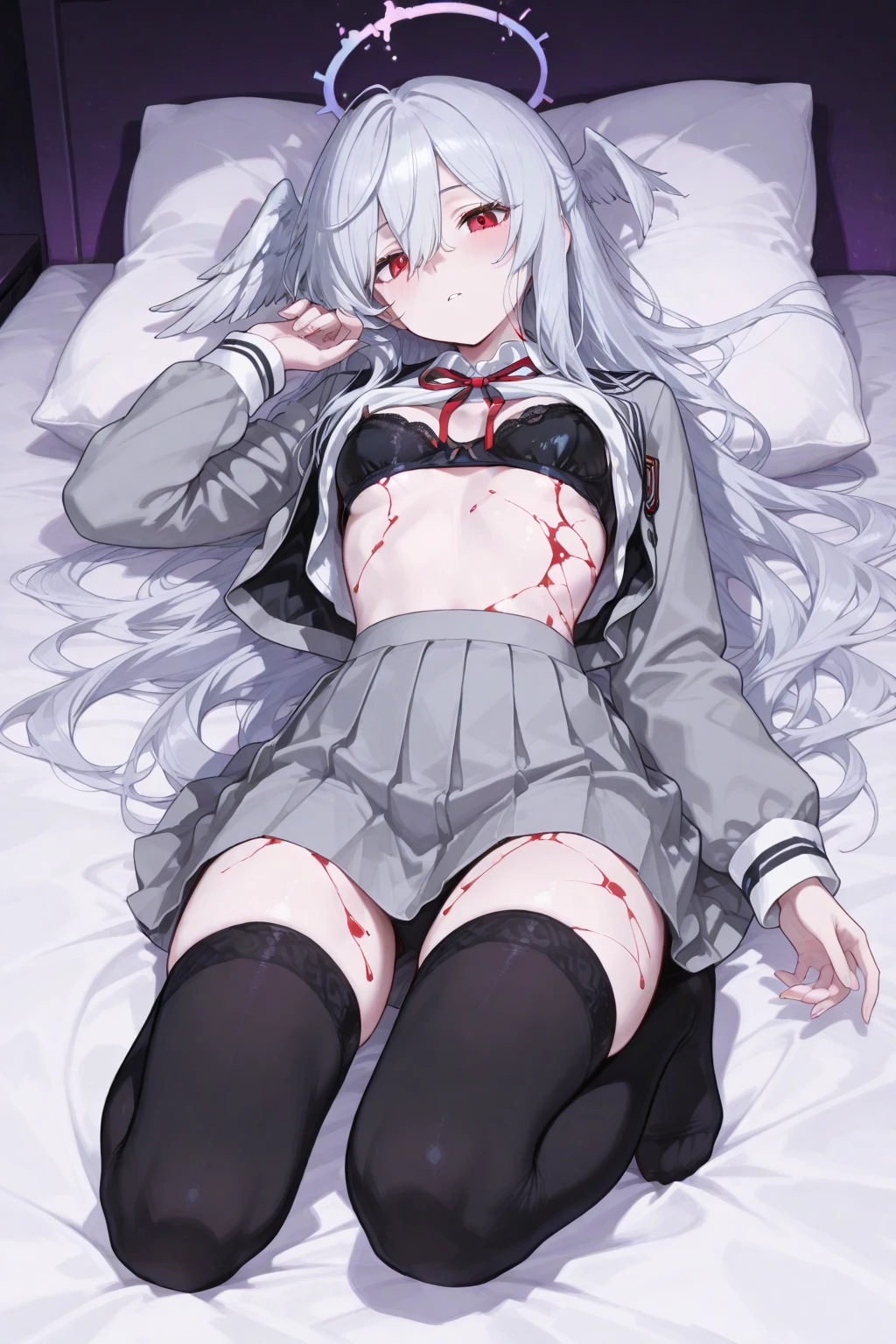 Zombie ，With vampire teeth，lie on the floor，exposed胯部，white transparent，凸起sexy的，There are on the street，watch，Spread the joy of leg presses，Clothes are tattered，There are bite marks on the body，View from the side，pained expression，sexy的，Lordosis and kyphosis，Half-kneeling position，His whole body is covered with blood，crazy，Bite marks all over the body，Skin changes，Grow claws，The main character is biting another ，Grow fleshy wings，Grow a fleshy tail，youth，Junior High School Girl，open，Exaggerated expression，legs spread apart，exposed胯部，Wearing gymnastic clothing，exposed，yandere，Blood-colored clothes，lean down，forward and backward，sexy，charming，Scene，best quality，dark background，loli，Gothice vampire blood，Grow vampire wings，Grow a vampire tail，Sharp teeth,exposed最里面的裤子，Someone pinched my tail.，exposed了舒爽的表情，Blushed，cute，compact，on hotel bed，The body is tied up with ropes，The body lies on the bed，Support your body with your hands，Kneel on the bed with your legs，Look at her from behind，The body is full of milky white liquid，Bleeding from under my ass
