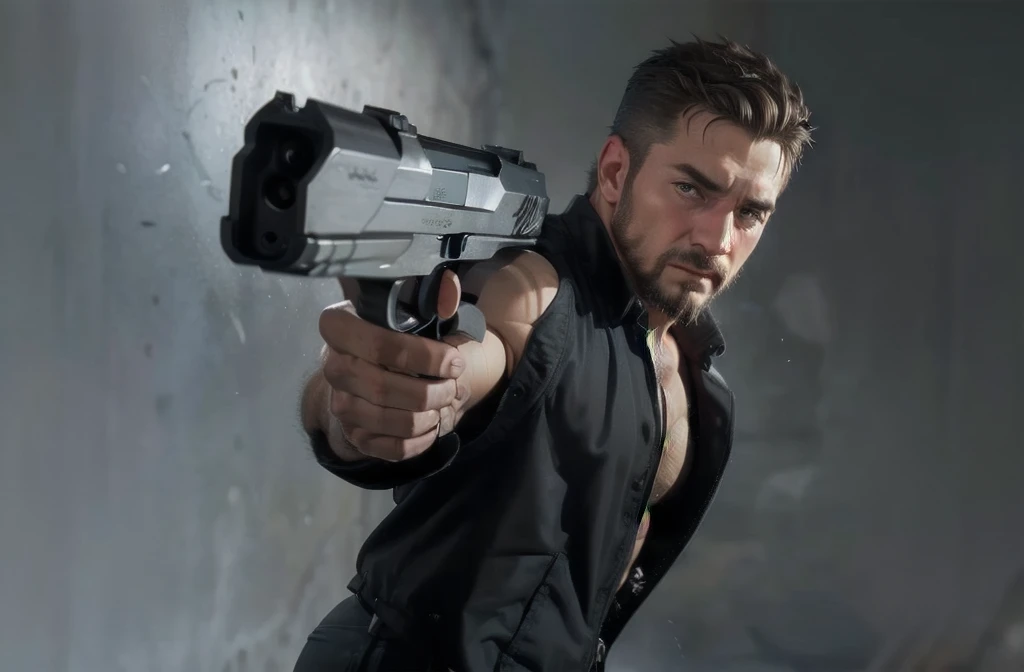 arafed man holding a gun in a dark room, chris redfield, david boreanaz as chris redfield, albert wesker and chris redfield, jack baker from resident evil 7, portrait of adam jensen, uncharted 4, video game screenshot, albert wesker, splinter cell, as the protagonist of gta 5, 3 rd person game