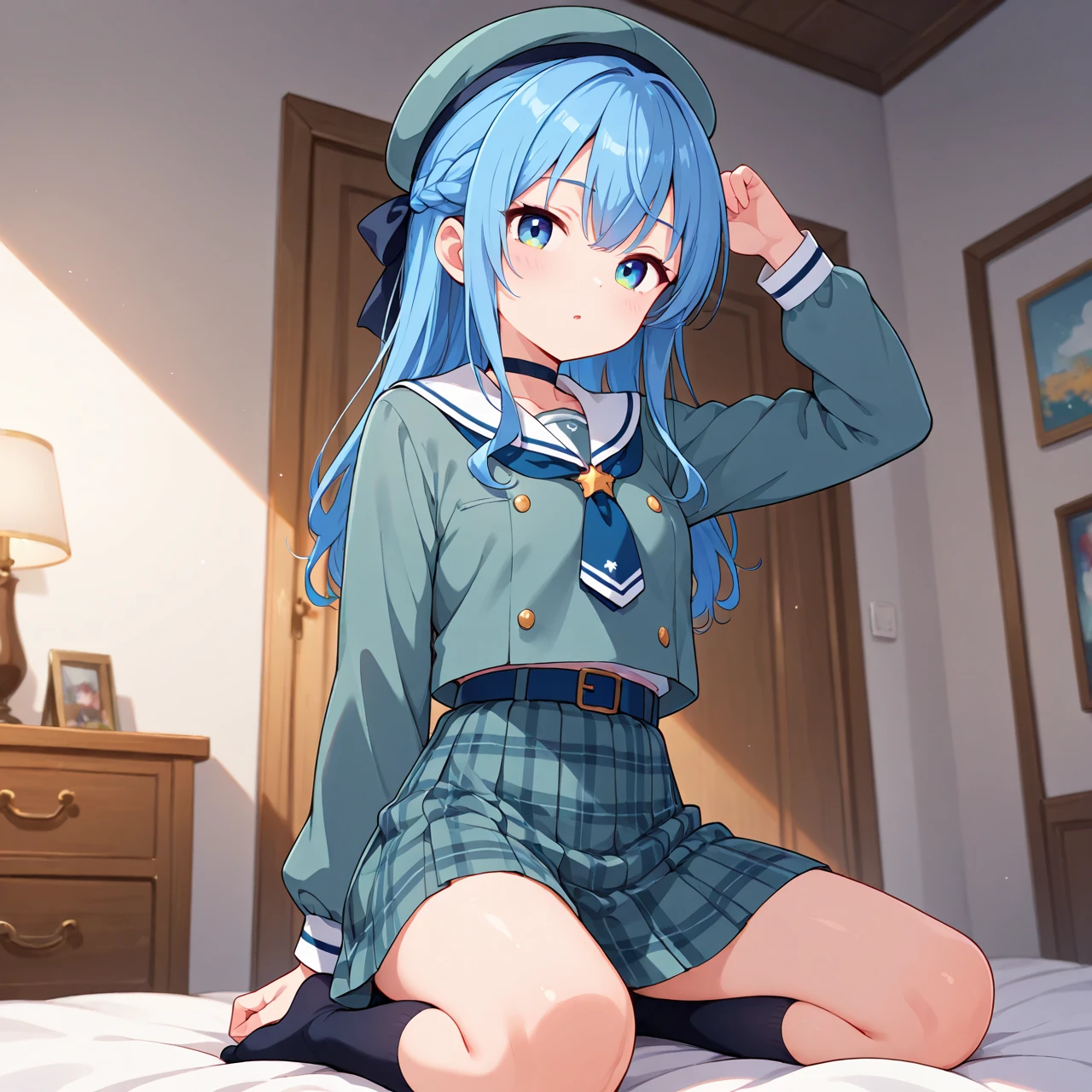 (best quality, masterpiece:1.2), ultra detailed, extremely detailed eyes and face, natural skin texture, detailed skin, natural lighting,
 1 girl, 14-years-old, (cute),
 twin tails, light blue hair, shiny hair,
 navy policewoman costume, BREAK (orgasm face, closed eyes, aroused, open mouth, gasp, blush cheeks, saliva trail:1.2), masturbation, (dildo, sex toy:1.4), squatting, open legs, pussy juice, from below,