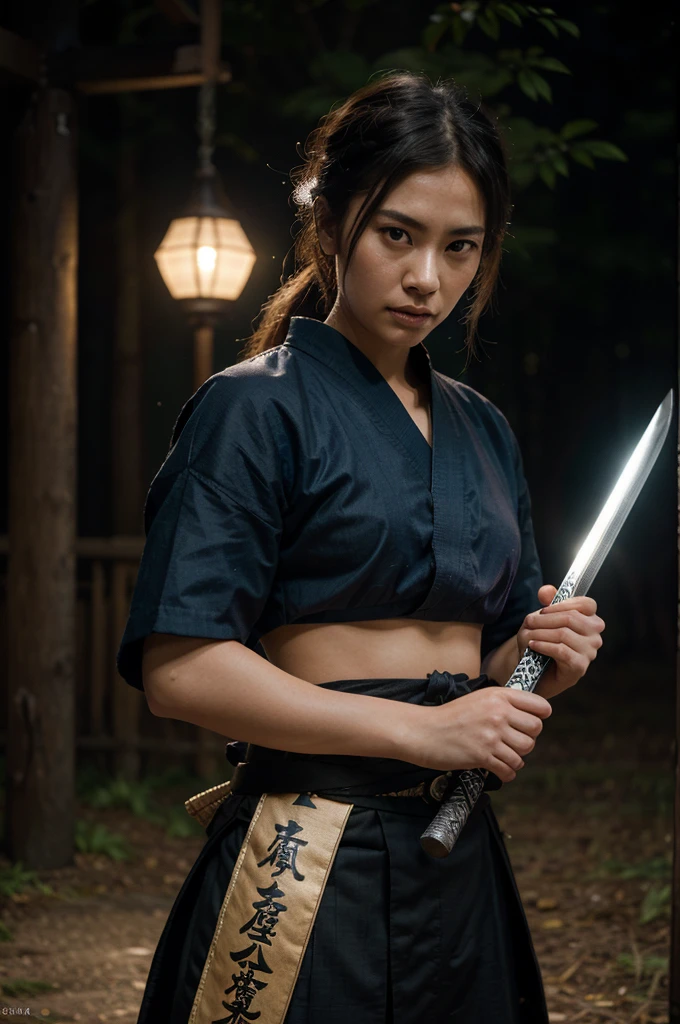 Skillful queen with crown with holding a long katana and write "17" on her katana