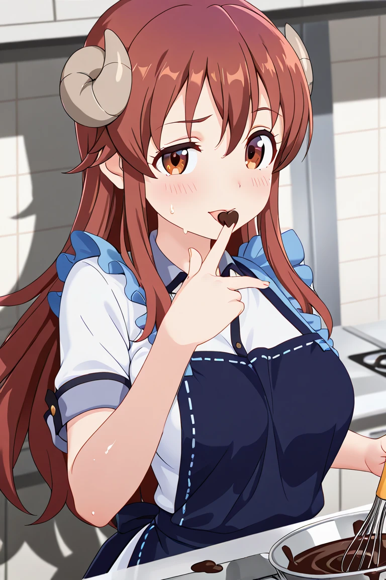 nsfw, nude, ?????, 1girl, solo) , cooking, yunyun, crown braid, hair ornament, hair bow, brown hair, red eyes,, ?????? ,empty eyes, ,, , large breasts, crying、 whole body , palace