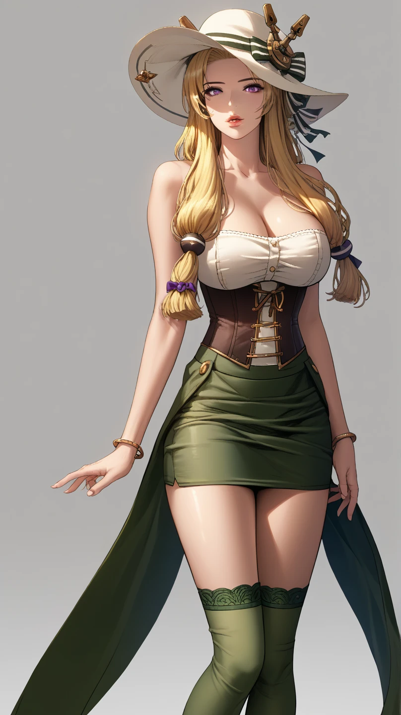 girl,Large Breasts,long hair,Topless,Bow,Blonde Hair, Purple Eyes, Cleavage,Large Breasts,whole body,NUDE