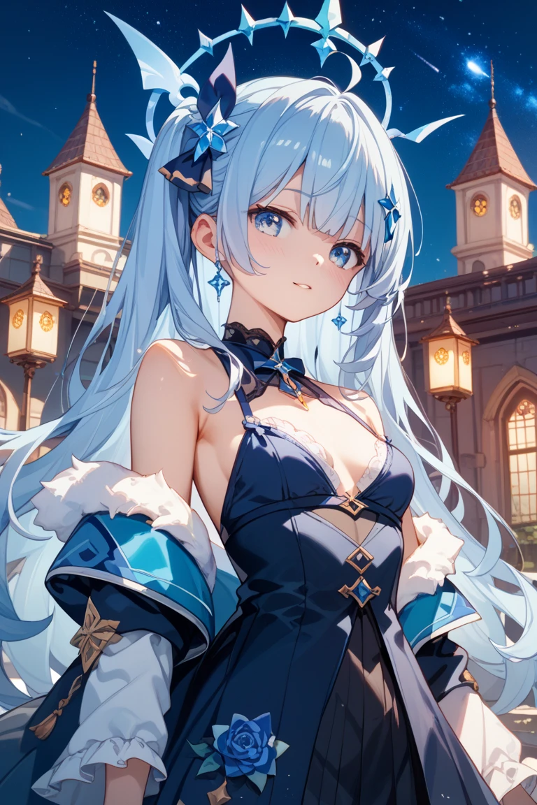 (masterpiece), (Highest quality), (Very detailed), (Dirty Hair), (figure), (1 girl) (Long Pink Hair 1.5) (blue eyes) (Double Ponytail 2.0), ((((No shoulders))),Hanfu, (Looking at the audience, (interview), (Simple Background), Beautiful and delicate eyes, Delicate and beautiful face, Soar (High saturation), (Colorful Glitter), Colorful bubbles, (Glitter), Facial accents, Perfect NwsjMajic, Conservative dress, No shoulders, Autumn Clothes, Facing the Public, Perfect figure,