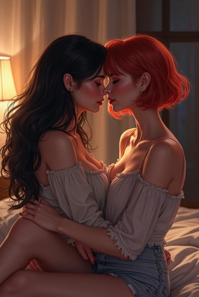 A beautiful nude girl in a room with her girlfriend