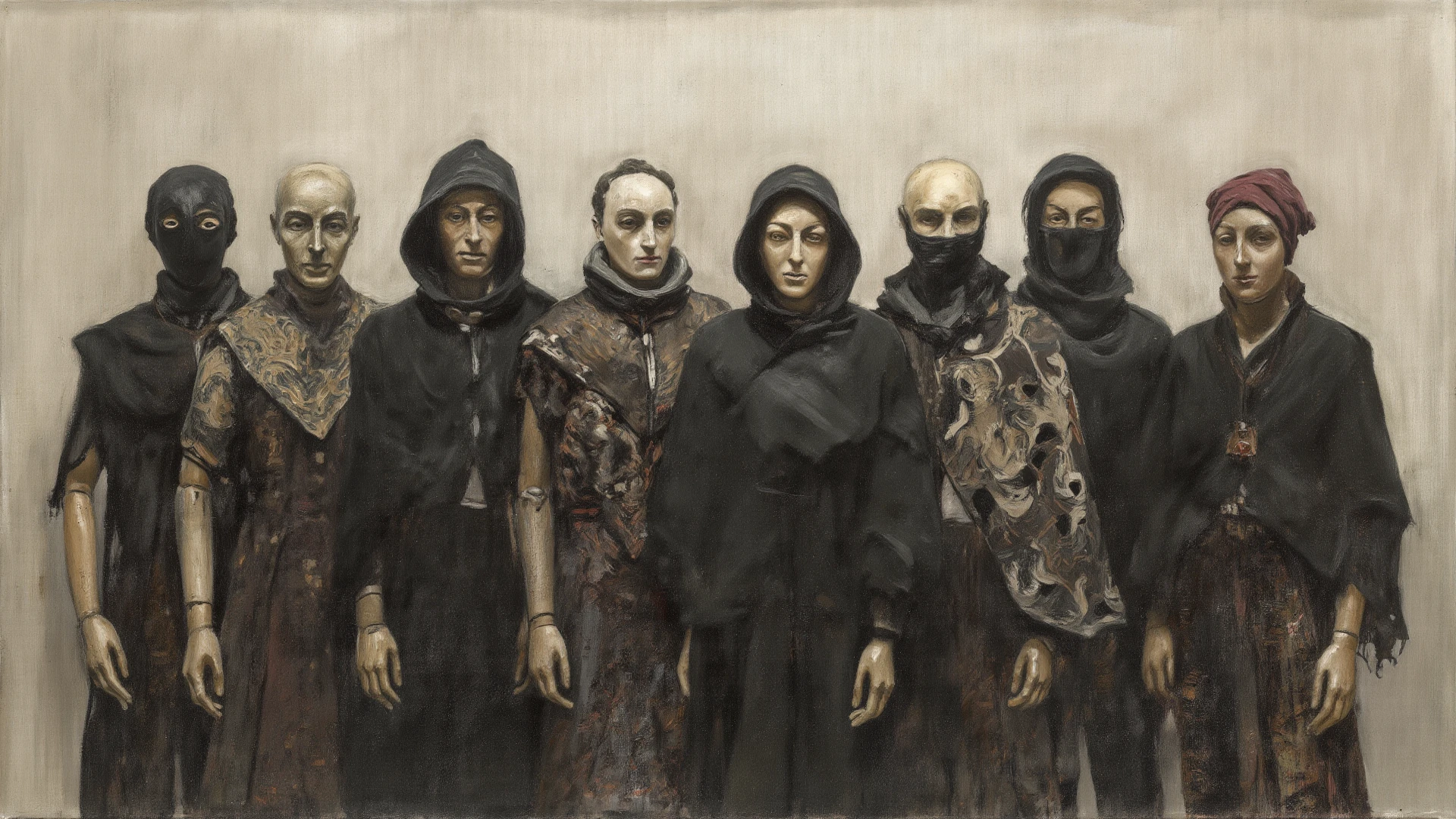 Cyberpunk Arabian style,Arab Luxury Women's Military Academy,Luxurious décor,Fabric decoration,Weapon decorations, army car,fighter jets,helicoptere,Three beautiful Arab officers,Wearing the uniform of a modern Arab officer,Covered with an Arabian burqa(Burqa),Arabic hijab(hijabi sluty),Arabian veil(niqab),Black hood,Black mask,bound waist,masked,Only the eyes are exposed,Sharp eyes,Stand in a row at the military academy,Holding the military flag,All masked,Perfectcomposition
