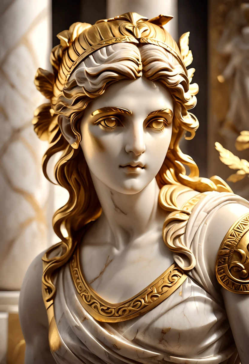 1girl, a stone statue of greek goddess, ancient greek sculpture, white and gold, cstatuesdxl, (4k,8k,highres:1.2), ultra-detailed, HDR, UHD, studio lighting, ultra-fine painting, sharp focus, physically-based rendering, extreme detail description, professional, vivid colors, bokeh, marble statue, ornate architecture, dramatic lighting, intricate details, classical art, masterpiece, best quality, very aesthetic, absurdres