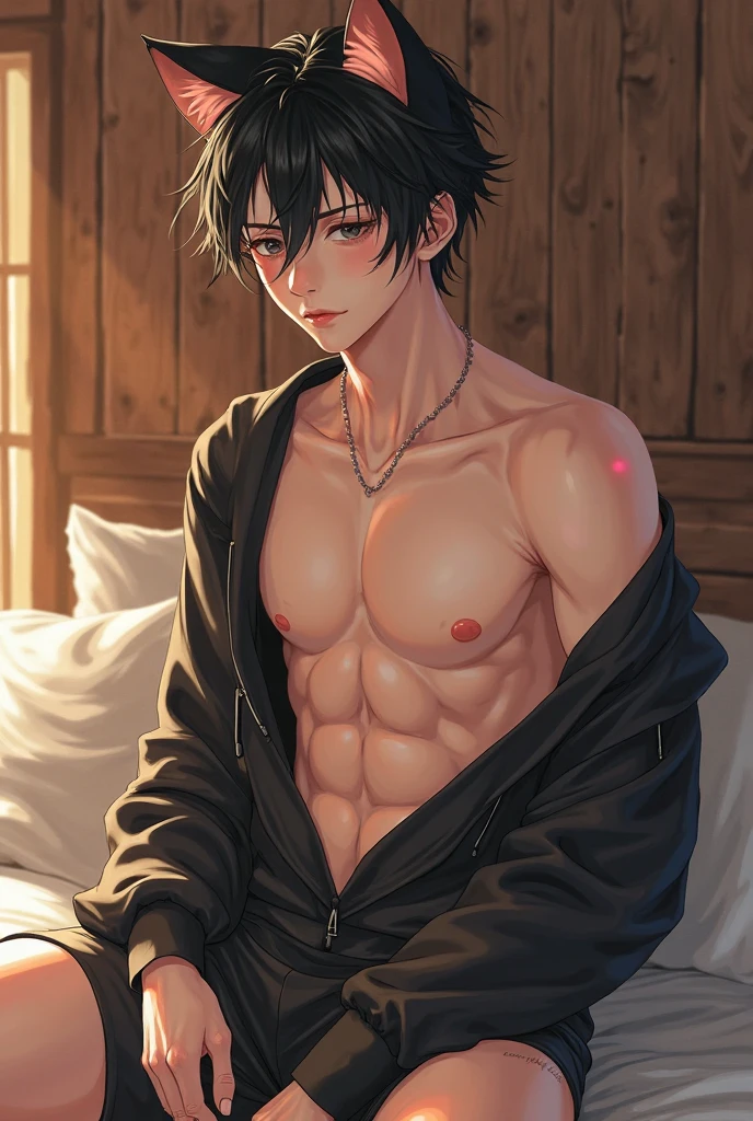 **(16-year-old male)** with **(Dark skin color:1.5)** and a **(warm undertone:1.5)**, reflecting his Afro-descendant heritage with a slight touch of mixed- race characteristics. He has **(short, tightly curled black hair)**, neatly styled to highlight his **(youthful)** presence. His **(facial structure)** includes a **(broad nose)**, **(full lips)**, and a **(soft chin)**, giving him the appearance of a typical Brazilian ** (teenager)** with a **(confident)** yet **(young)** look. His **(deep brown eyes)** expresses a mix of **(arrogance)** and **(mischievousness)**. **(Expression and Posture):** He has a **(smirking expression)**, conveying his **(self-centered)** nature. His **(body language)** is **(relaxed yet confident)**. He stands with **(shoulders back)**, exuding an aura of **(youthful arrogance)** and **(confidence)**. **(Clothing):** He is dressed in an **(8th-century emperor's attire)**, featuring a **(shiny black cape)** that flows behind him, catching the light with a **(subtle) sheen)**. His main garment is a **(black robe with intricate gray patterns)**, accented with **(golden details)** that symbolizes his high status. The robe fits snugly around his **(teenage build)**, enhancing his **(youthful authority)**. His boots are **(black with gray tones)**, accented with **(gold trim)**, reaching just below his knees, further enhancing his **(imperial look)**.