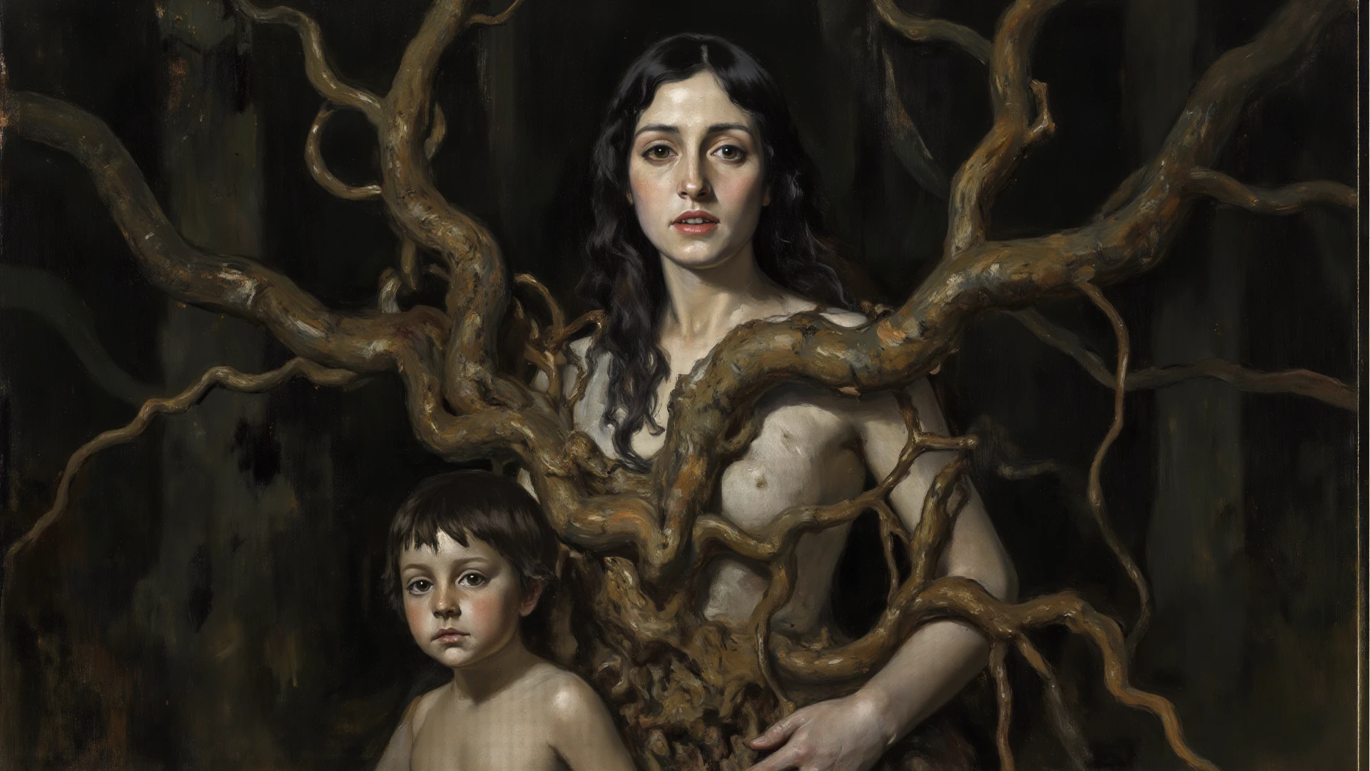 pinheiros. bosque de pinheiros. "(((Celtic Pre-Raphaelite painting of a naked baby extending his arms to his mother, bosque pinheiros, Pinhas, pinheiros escoceses, raw cotton clothing, pinheiros)))" pinheiros