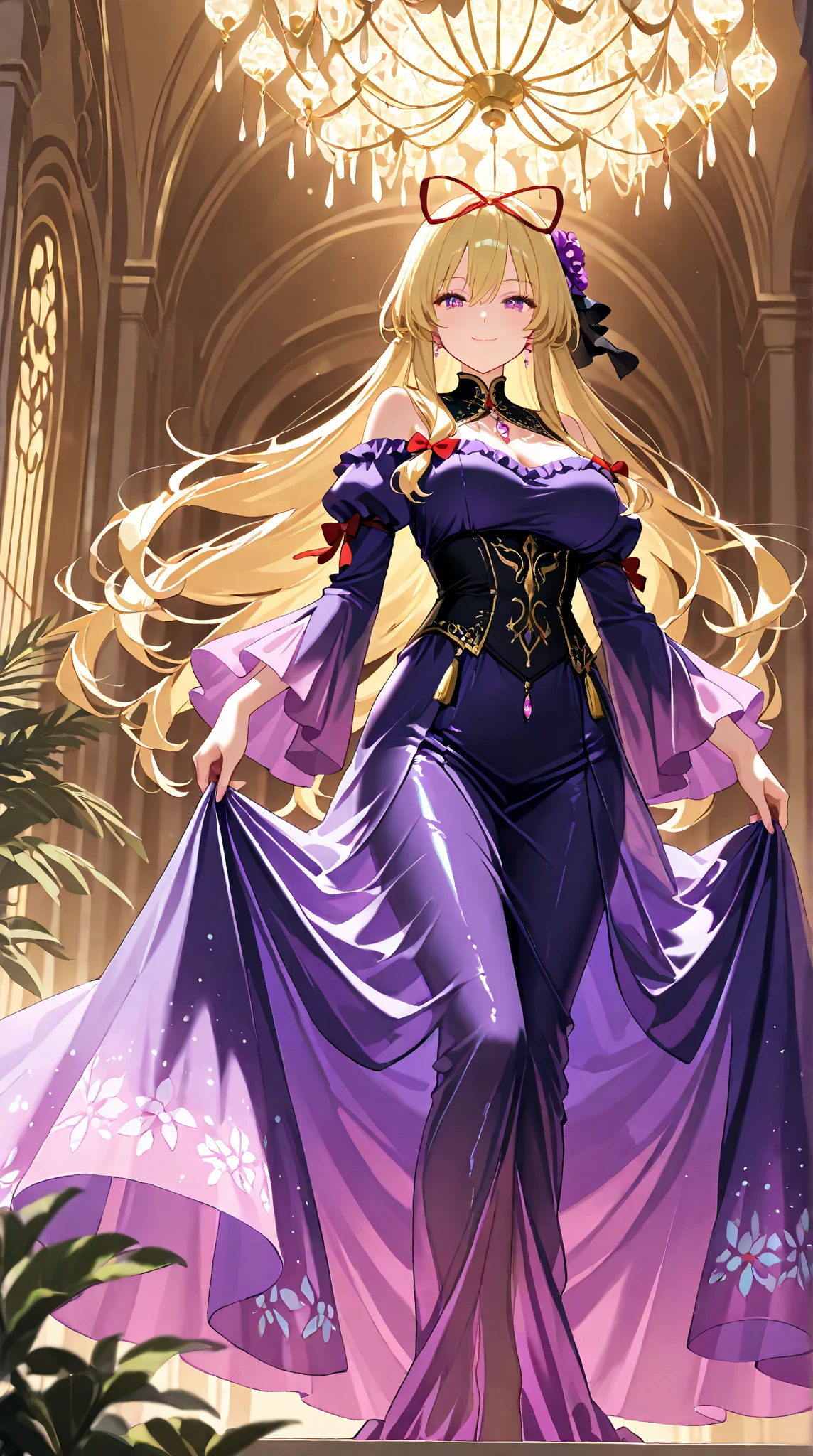 ((High quality, 8K, masterpiece)), Beautiful, Artoria in wedding dress, bright eyes, outstretched hand, blushing.