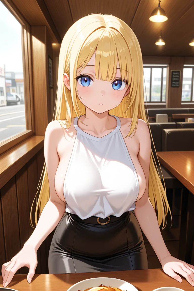 15 yo girls, erotic tube top, erotic denim shorts, tits protruding, balcony, hime hair, charming smile, J cup breast, thicc thigh,