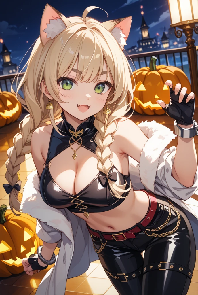 top-quality、Full limbs、complete fingers、One beautiful woman、Beautiful Large Breasts、blondehair、straight haired、Halloween Party、Woman in Halloween Costume、A big smile、Shibuya