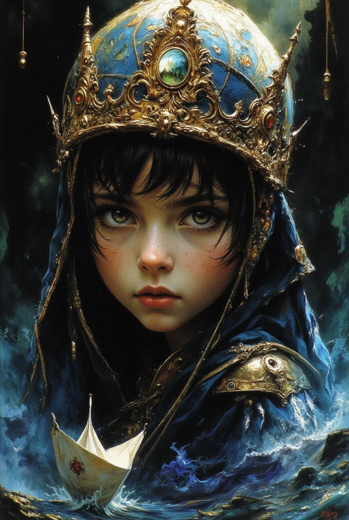 fusionart Fantasy, child, crown, gown, wand, intricate design