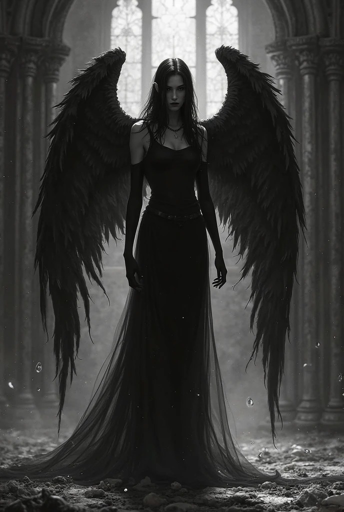 black and white angel wings