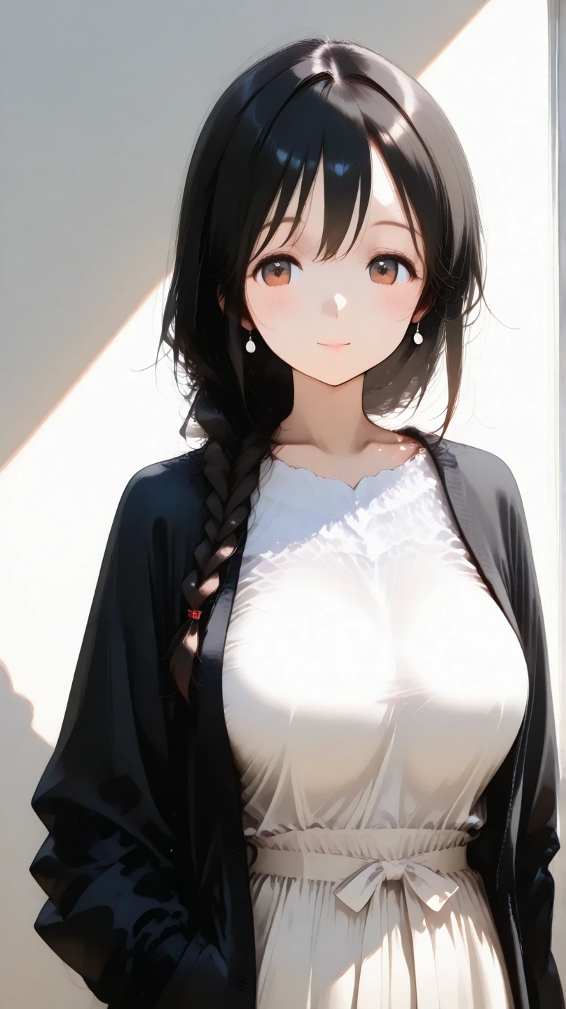 A girl who looks like a marshmallow,独奏,Portrait of an 18-year-old woman on the street, background dark and lonnely city alley at night ,gigantic cleavage breasts,Performances with
