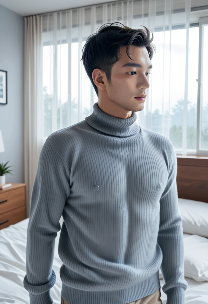 (masutepiece,High resolution,ultra - detailed:1.0),1(Boy,Robot Boy),Perfect male body,Look at the camera,Delicate eyes and delicate face,extremely details CG,Unity 8k壁纸,intricate-detail,solo person,Detailed face, (Futuristic skin-perfect white bodysuit), Best Quality, hands visible, (White Gloves), Beautiful and delicate blue short hair:1.5 , full length shot(fls) , big thighs , big hips , insane details, hyper details , photorealistic , only male , handsome boy , fat buttock , puffy nipples
