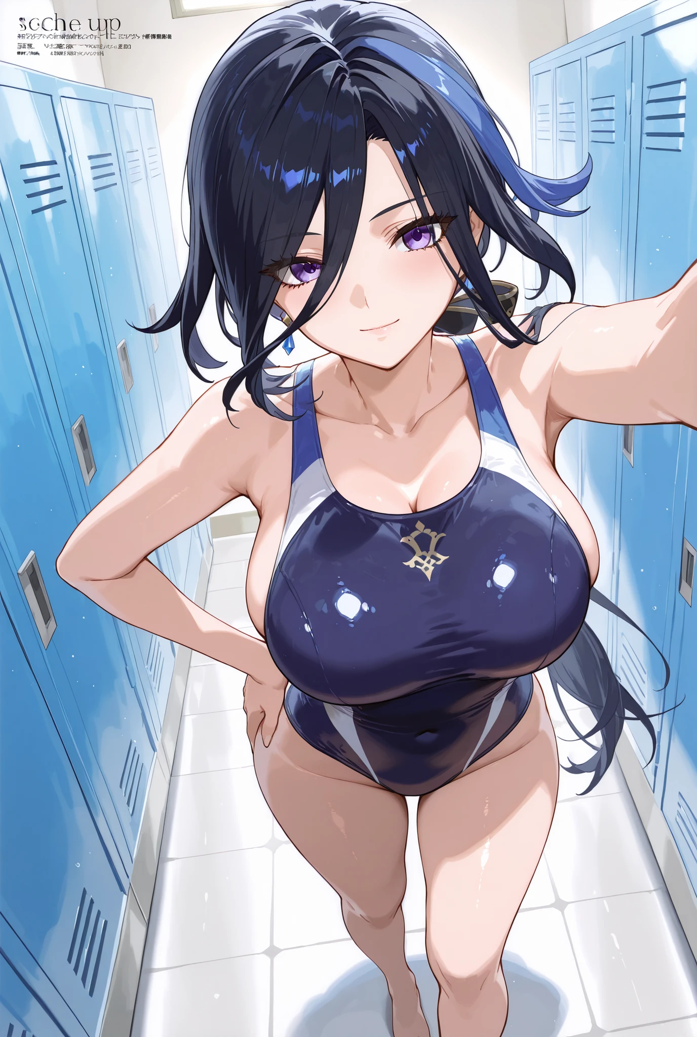 Striped, undressed Sailor Mercury covered in translucent slime and sweat, eating an apple