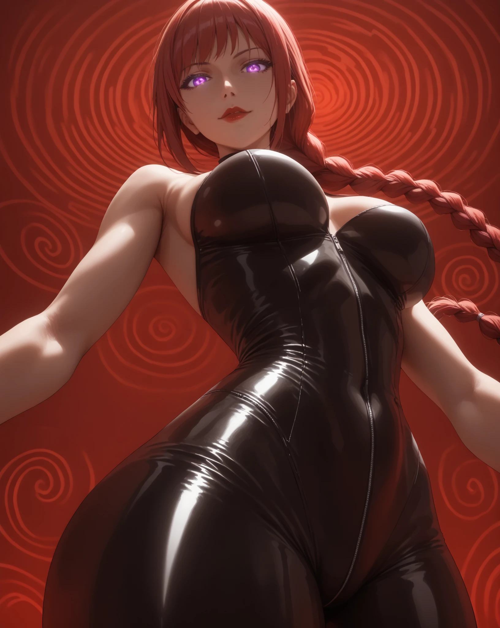 (ultra realistic,32k,RAW photo:1.1),(high detailed skin:1.1), 8k uhd, dslr, high quality, film grain, (makeup, mascara:1.1), 
(shiny glossy translucent clothing:1.1), 
 (busty:1.1) ,  (chubby:0.1),(backlight:1.1), nishikino maki, purple eyes, (pink tight crop top),halter neck ,??????? ,elbow gloves, (pink latex leggings), in jungle , (solo), earrings , blushing , embarrassed , arms behind back,busty ??????? ,??????? ,BONDAGE ,???? ,ROPE 