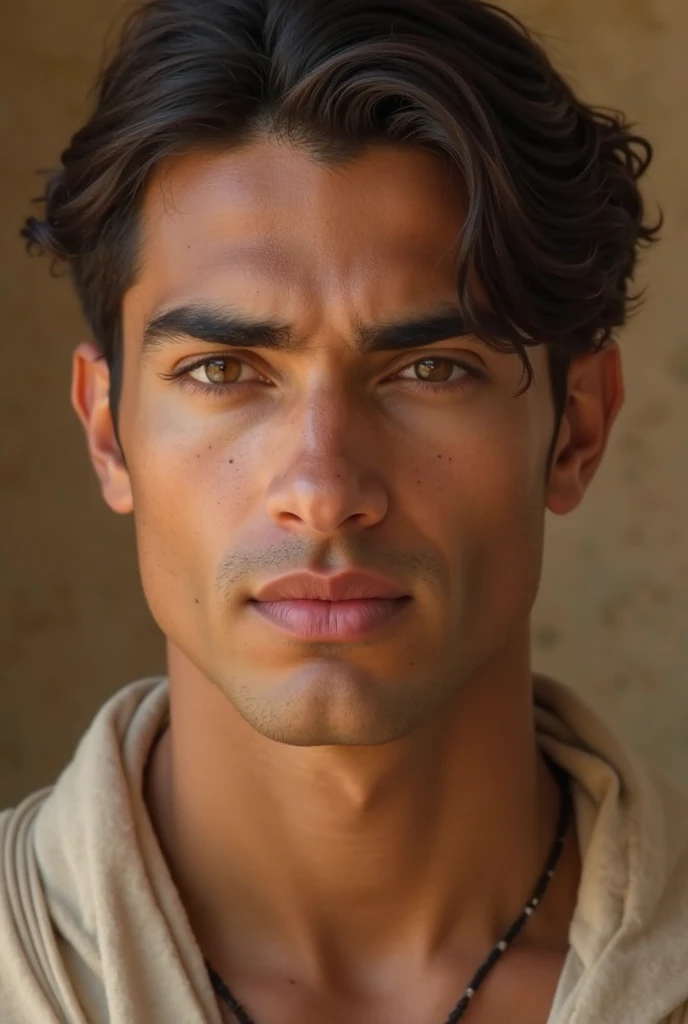 Create a realistic 3D character of a light-skinned man with Indian features