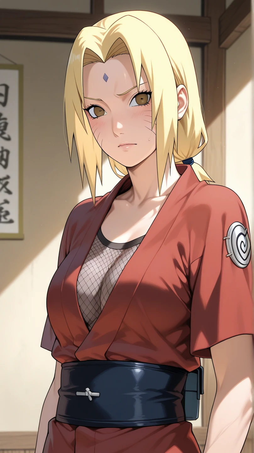 masterpiece, best quality, ultra-detailed, TemariNS, solo, quad_tails, looking_at_viewer, closed_mouth, forehead_protector, breasts, open_kimono, ((panties)), smile, on a mountain, volumetric lighting, best quality, masterpiece, intricate details, tonemapping, sharp focus, hyper detailed, trending on Artstation, <lora:TemariNS:1.2>