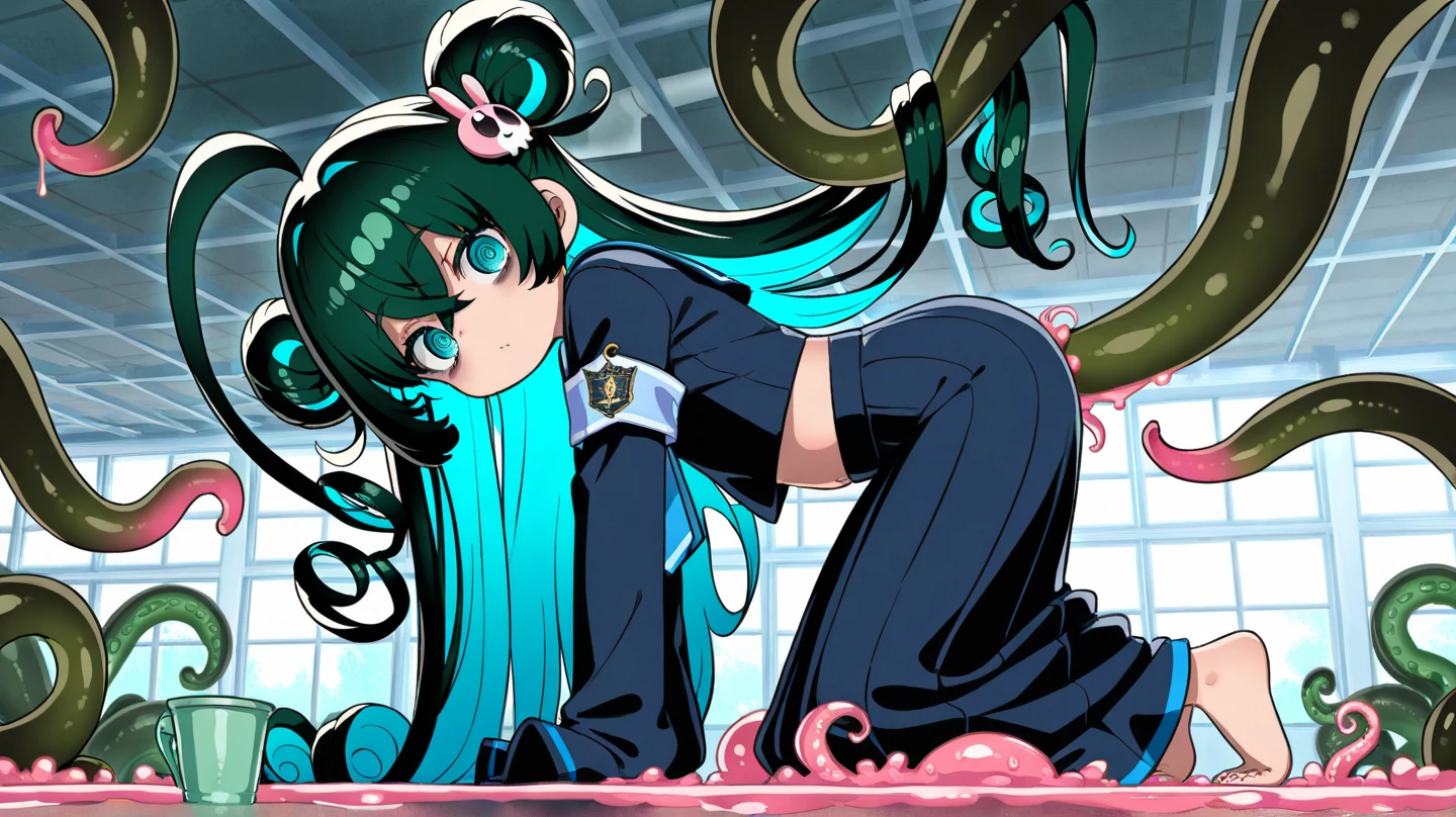 Score 9, Score 8 up, Score 7 up, The rating is questionable,
Detailed Background, Shiny skin,
Cure Marine,
Half-closed eyes, Painful expression,Tentacles,