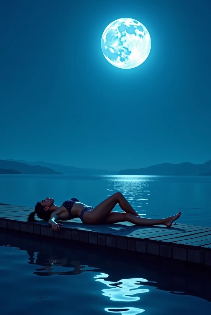 woman、Swimwear、Looking up、Night Sky、room 、