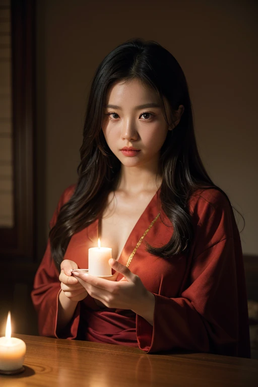 ((masterpiece)), ((best quality)), ((detailed)), ((Phenomenal)), (Intricate), ((Meticulous)), Crimson Sorceress, Blood Magic, Crimson, Photo, Cinematic lighting, Mood lighting, Evocative lighting, Dramatic lighting, Low-light photography