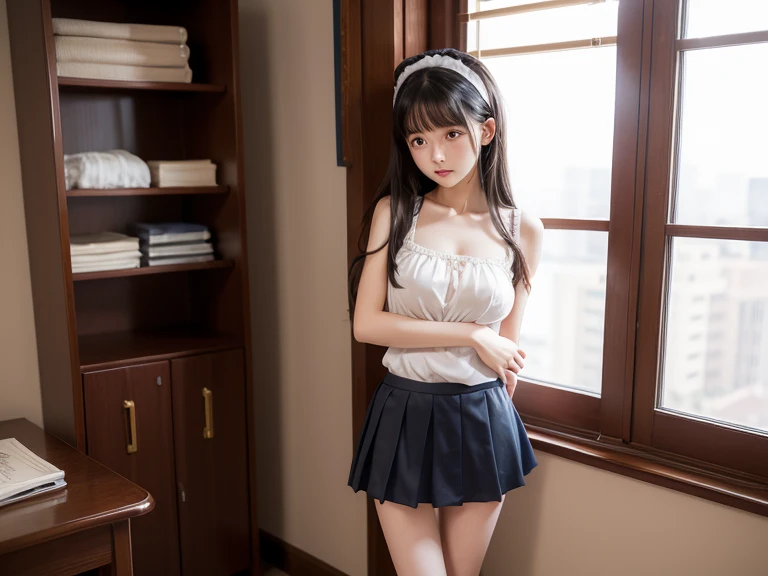 The cutest gravure idol pose in the world、Perfect proportions、Large Breasts, valley, cute、((18-year-old female:1.2))、Young and adorable Japanese face,Official Art,Very detailedな CG Unity 8K 壁紙,(masterpiece:1.0),(Highest quality:1.0), 超High resolution,4K,Very detailed, photo shoot, 8K, Hmph, High resolution, Kodak Portrait 400, Film Grain, Lens flare brilliance,高いest quality,8K,Hmph:1.2),Portrait Shot,8K、Show your side、Raise your hands high and cheer。Maid Skirt、