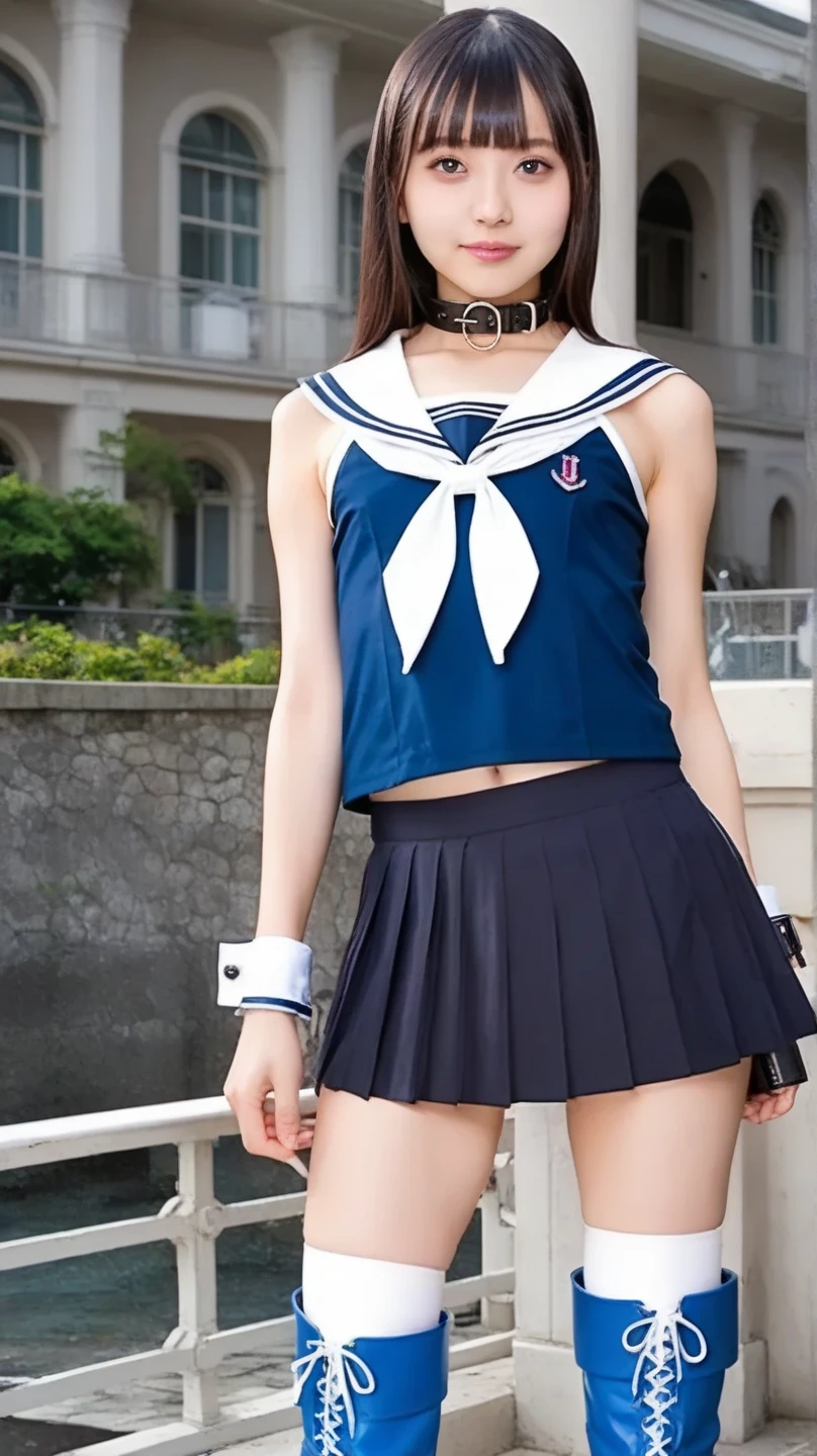 ((((((17 years old))))))、(Aya Ueto : 0.8)、(((A charming face)))、(((Young face)))、(((beautiful girl)))、(((A beautiful woman)))、Beautiful woman、Cute woman、((Innocent face))、((Smile))、((Ultra-detailed face))、((Detailed lips))、((Detailed eyes))、((double eyelid))、(((Beautiful Face)))、(((Beautiful, well-shaped eyes)))、(((Beautiful, well-shaped lips)))、Very Short Hair、ponytail、Pixie cut、BREAK、BREAK、(((Wearing a sailor uniform)))、BREAK、8 heads、(((slender)))、(((Slim body)))、(((Thin body)))、(((Slim woman)))、(Flat Chest:1.5)、BREAK、Photographic quality、Natural light、(フォトRealistic:1.4)、(Highest quality:1.2)、(Ultra-high resolution:1.2)、8K、RAW Photos、Realistic、High Detail、Film Grain、Detail Skin、Symmetrical、Delicate skin、Real human skin、pores、Super detailed、Detailed、(masterpiece : 1.2)、Thin face、Sharp Face、Small Face、Small face、Narrow shoulders、Small shoulders、Small shoulders幅、Slim shoulders、Narrow shoulders幅、Beautiful Japanese Woman、Beautiful Korean Woman、Slim womanモデル、Young Gravure Idol、Realistic young gravure idol、Young Sensual Gravure Idol、Young Pretty Gravure Idol、Japanese Model、Young Gravure Idol、((From the knee up)) 、(arms behind back:1.3)